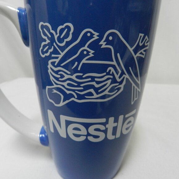 Nestle Tall Large Mug Cup latte Ceramic Vintage July 2011 blue white 16 oz - Picture 8 of 12